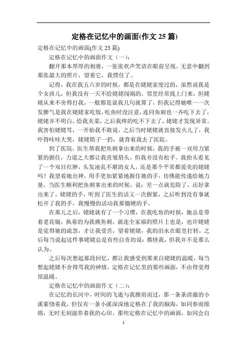 定格在记忆中的画面(作文25篇)