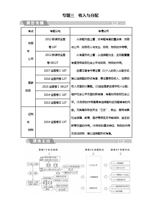 高考总复习政治文档：专题三 收入与分配 Word版含解析