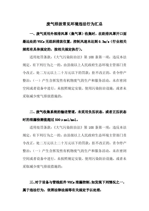 废气排放常见环境违法行为汇总