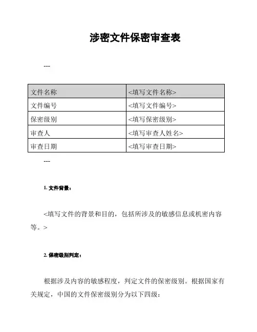 涉密文件保密审查表