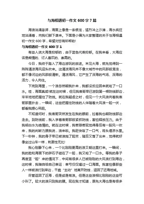 与海相遇初一作文600字7篇