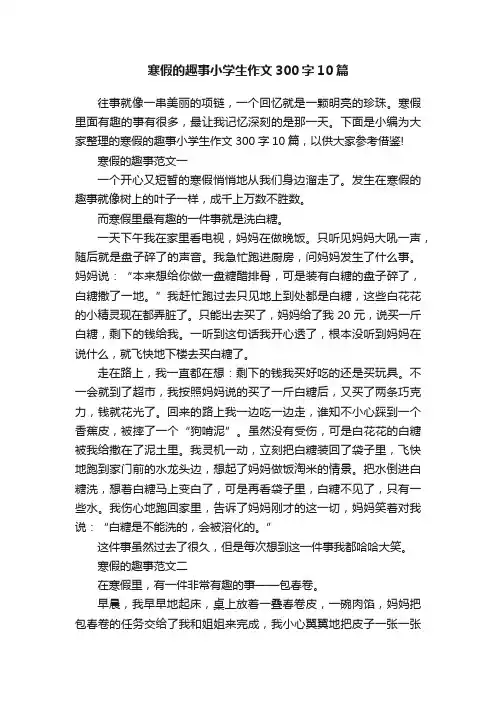 寒假的趣事小学生作文300字10篇