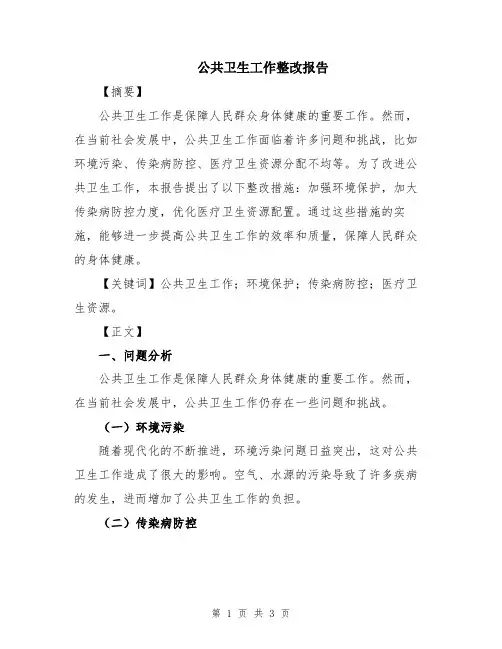 公共卫生工作整改报告