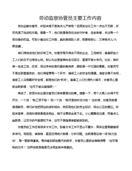 劳动监察协管员主要工作内容