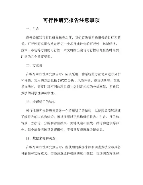 可行性研究报告注意事项