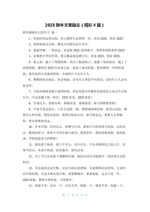 2023跨年文案励志(精彩4篇)