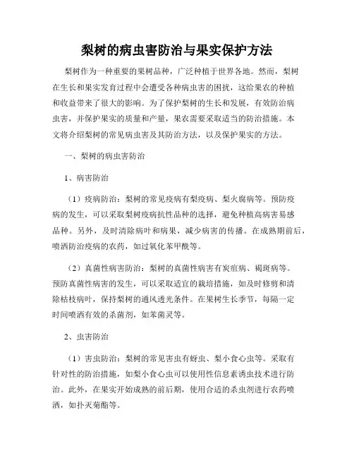 梨树的病虫害防治与果实保护方法