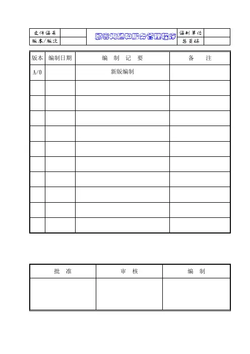 IATF16949：2016顾客沟通和服务管理程序