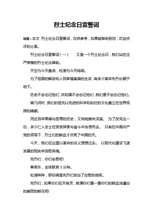 烈士纪念日宣誓词