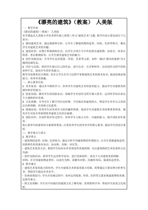 《漂亮的建筑》(教案)人美版