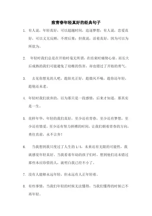 致青春年轻真好的经典句子