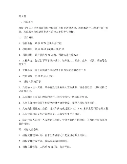 钻井工程招标书范本(3篇)