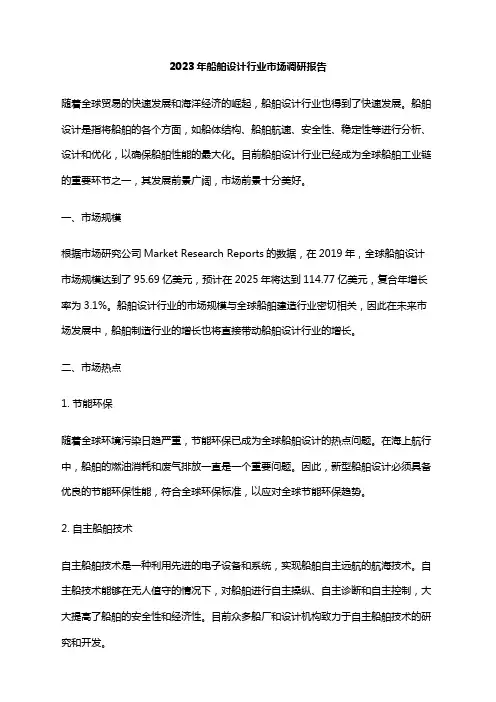 2023年船舶设计行业市场调研报告