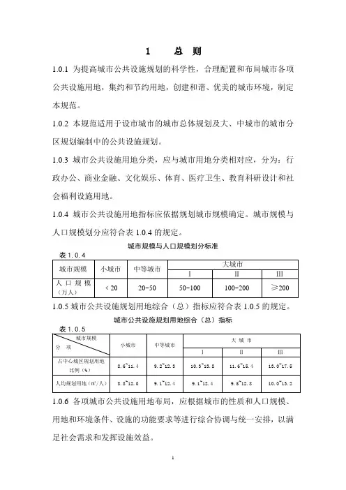 城市公共设施规划规范GB50442-2008
