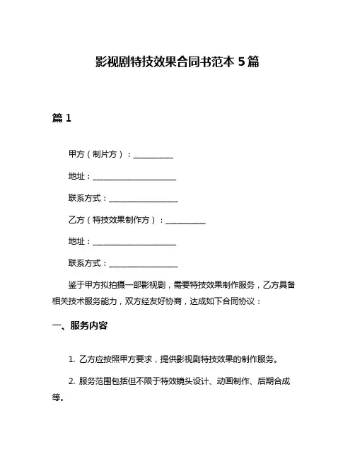 影视剧特技效果合同书范本5篇