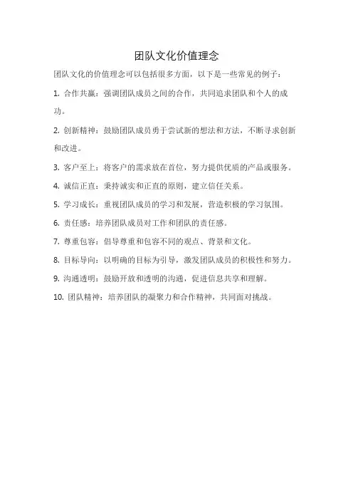 团队文化价值理念