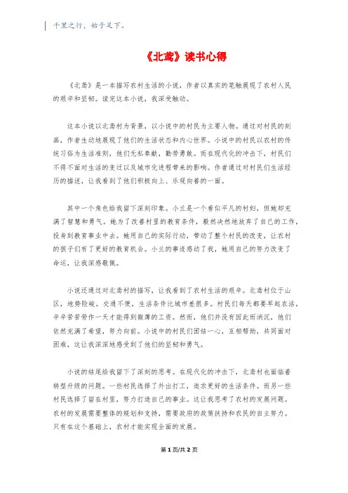 《北鸢》读书心得