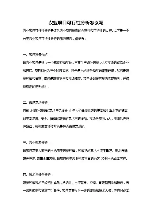 农业项目可行性分析怎么写