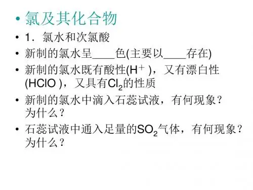 高一化学氯及其化合物