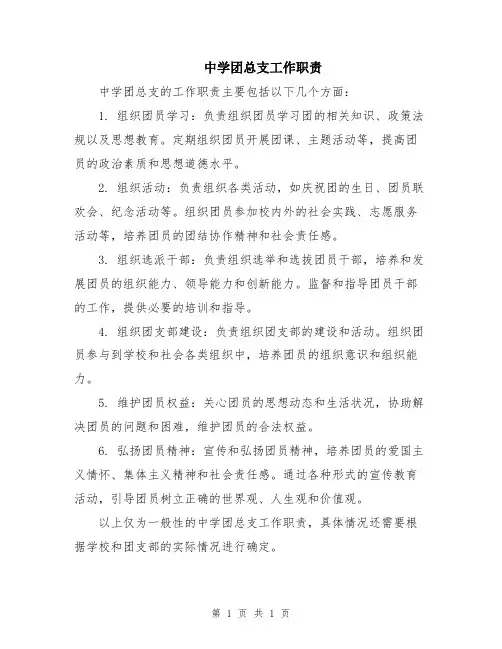 中学团总支工作职责