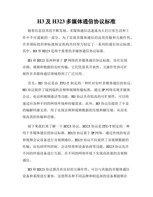 H3及H323多媒体通信协议标准