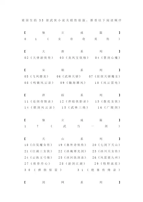 梁羽生的35部武侠小说