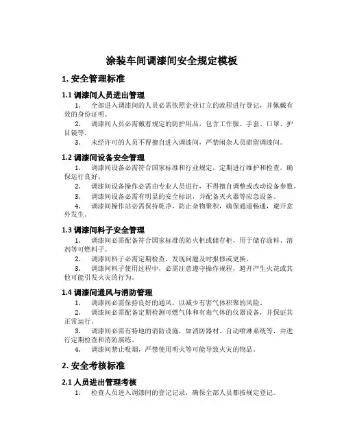涂装车间调漆间安全规定模板