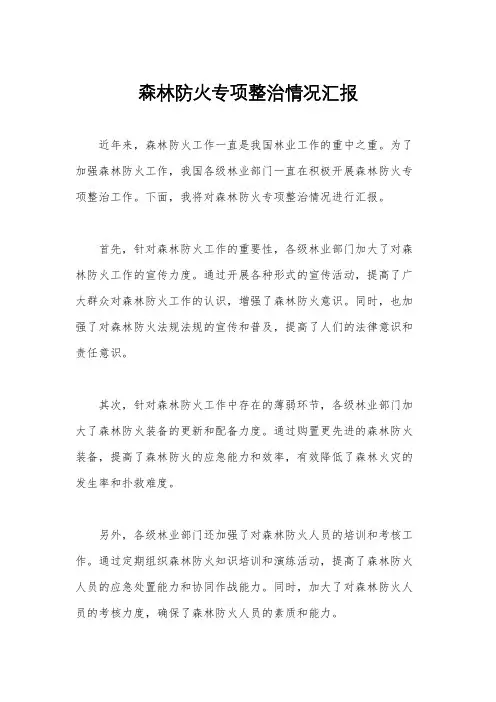 森林防火专项整治情况汇报
