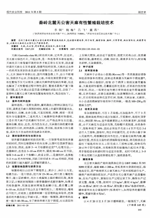 秦岭北麓无公害天麻有性繁殖栽培技术