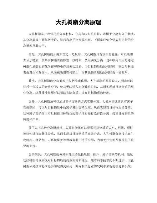 大孔树脂分离原理