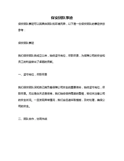 保安团队事迹