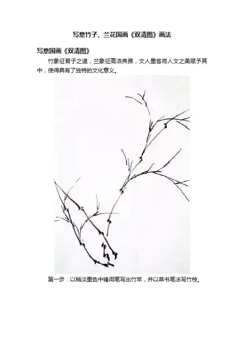 写意竹子、兰花国画《双清图》画法