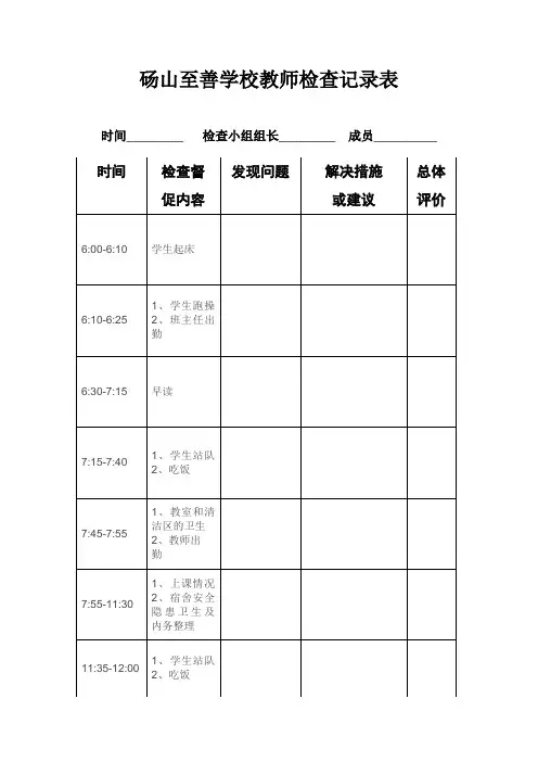 至善学校教师值班记录表