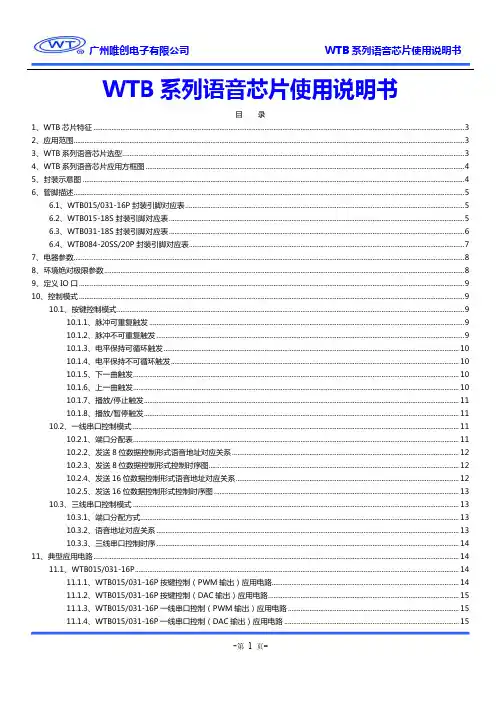 广州唯创电子 WTB 系列语音芯片说明书