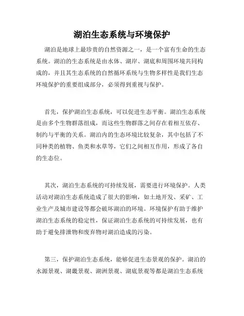 湖泊生态系统与环境保护