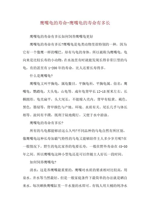 鹰嘴龟的寿命-鹰嘴龟的寿命有多长