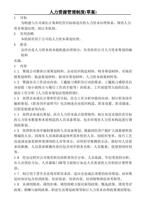 人力资源管理制度(草案)