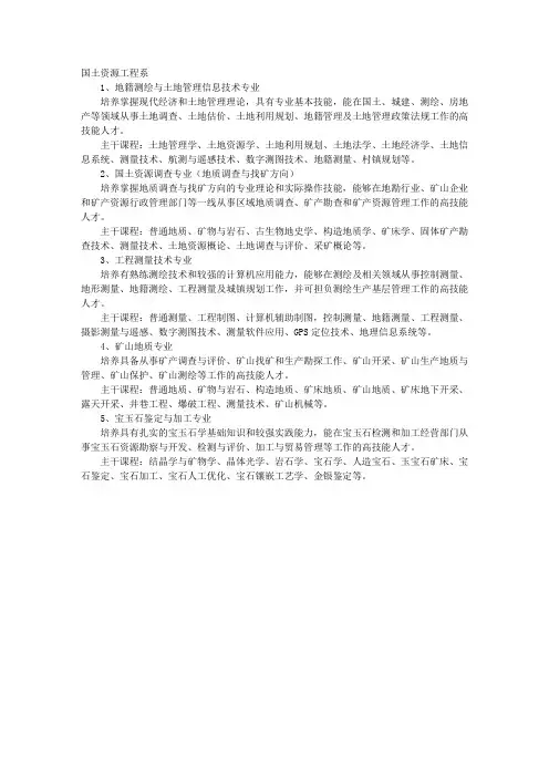 江西应用技术职业学院国土资源工程系专业介绍