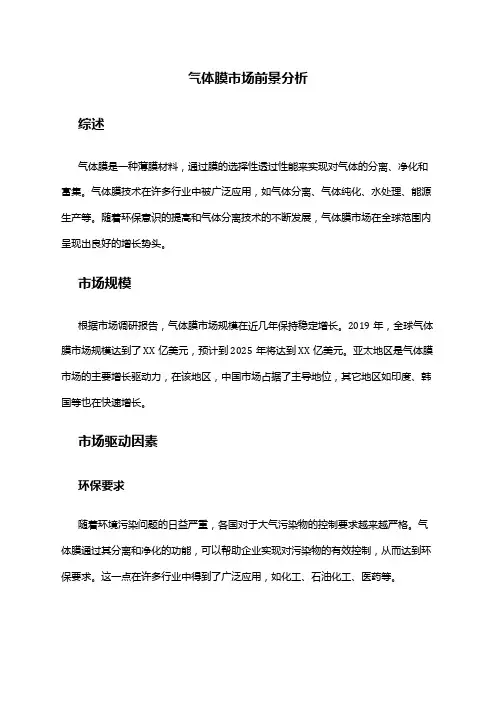 2024年气体膜市场前景分析
