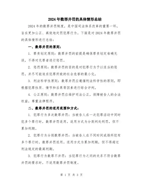 2024年数罪并罚的具体情形总结