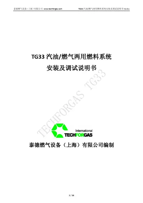 TG33汽油燃气双燃料系统调试说明