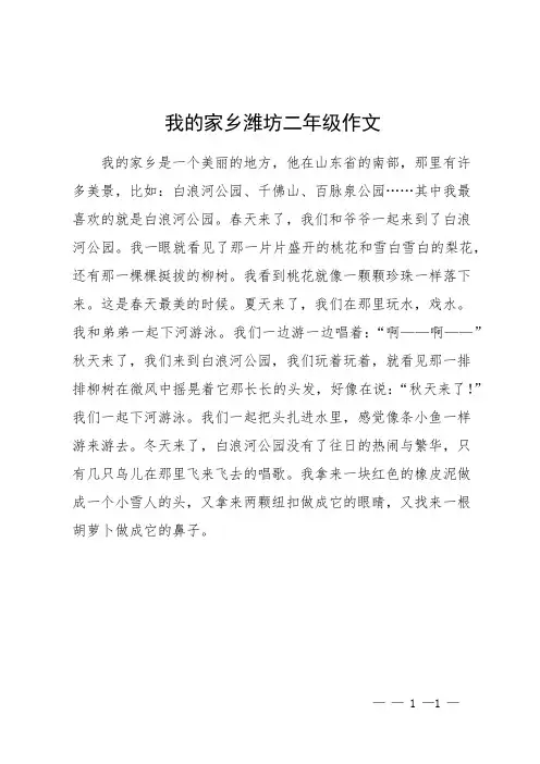 我的家乡潍坊二年级作文