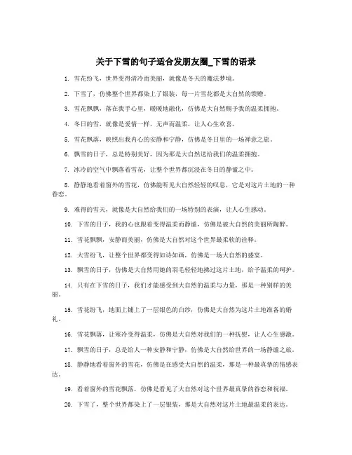 关于下雪的句子适合发朋友圈_下雪的语录