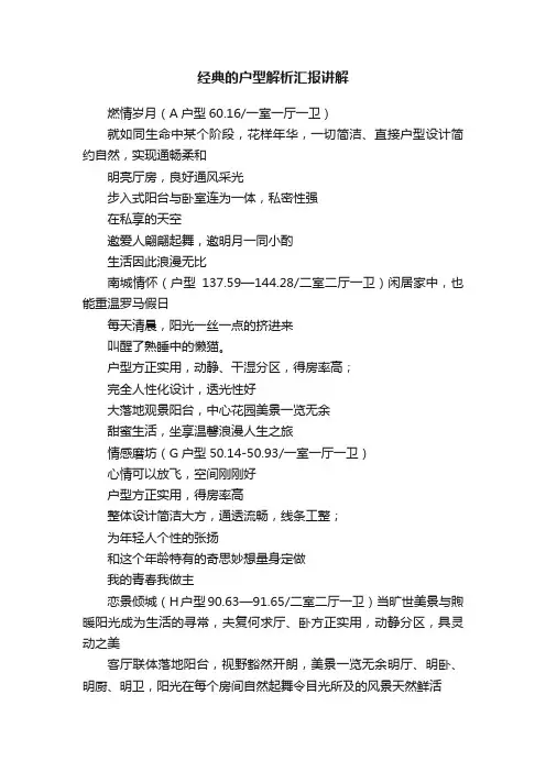 经典的户型解析汇报讲解