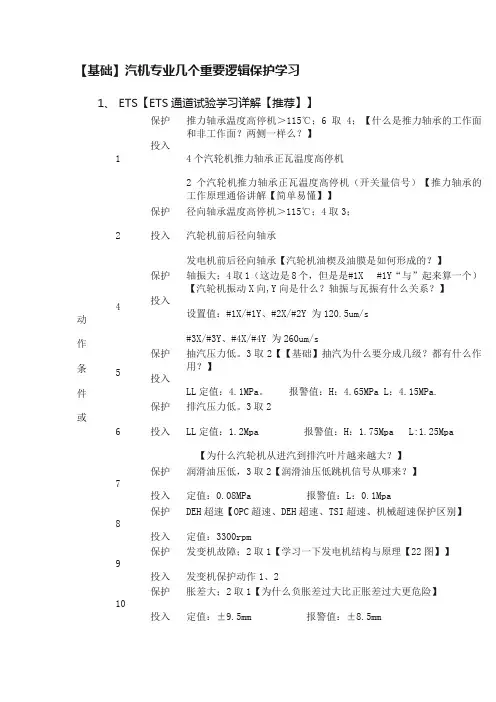 【基础】汽机专业几个重要逻辑保护学习