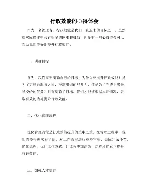 行政效能的心得体会