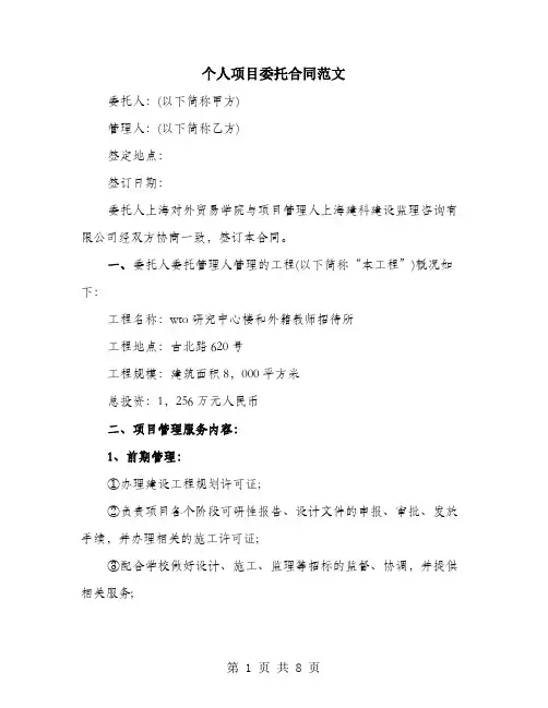 个人项目委托合同范文