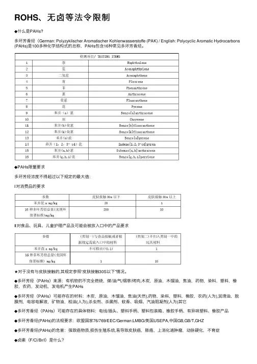 ROHS、无卤等法令限制