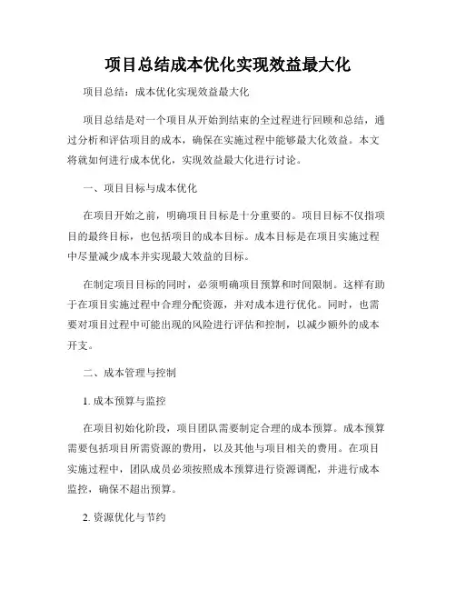 项目总结成本优化实现效益最大化