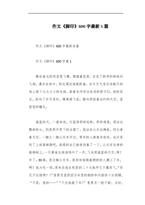 作文《脚印》600字最新5篇